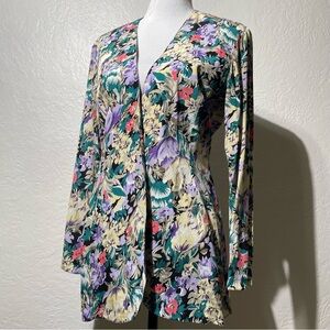 VTG Carol Anderson purple beige green floral  Blazer Womens 5/6 Lightweight